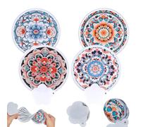 NICENEEDED 4 Paquet D'Éventails Pliables Mughal Blooms Ventilateurs de Refroidissement Compacts et Pliables Éventail Rond de Poche pour Les Voyages et Les Événements Intérieurs et Extérieurs