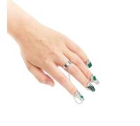 NICENEEDED 4 PCS Anneaux pour Ongles du Bout des Doigts Breloques Irrégulières pour Nail Art à Ouverture Réglable Chaîne de Main en Argent avec Phalanges Anneaux Gothiques Vintage