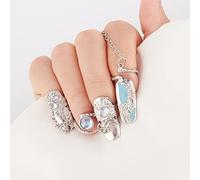 NICENEEDED 4pcs Bagues à Ongles pour Femmes, Accessoires de Charmes D'Art D'Ongle D'Ouverture Réglable, Strass Doigt Couverture Décoration Armure Anneau Ongle Protection Ongle Cadeau pour Femmes Fill