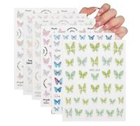 NICENEEDED 6 feuille D'Autocollants Papillon pour Nail Art Décalcomanies à Ongles Auto Adhésives 3D avec Motif D'Ailes de Papillons Fournitures de Nail Art