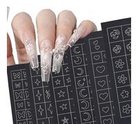 NICENEEDED 6 Feuilles Pochoirs Aérographe Autocollants pour Ongles Décoration de Manucure pour Ongles Creux de Conception Française pour Femmes