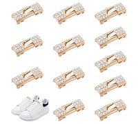 NICENEEDED 6 Paire de Boucles de Lacets sans Lacets Verrous de Lacets Bling Diamond sans Nœud Connecteur de Lacet en Métal Doré Orné de Strass pour Baskets de Course et de Sport