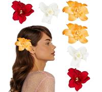 NICENEEDED 6 pince à Cheveux en Forme de Fleur Tropicale Artificielle., Barrettes à Cheveux Florales D'Hibiscus Hawaïen Bohème, Épingles à Cheveux Florales de Mariage pour Femmes et Filles
