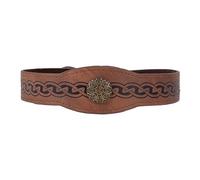 NICENEEDED Bandeau en Cuir Viking Marron Serre Têtes Réglables Médiévaux en Relief Tiara Custume Rétro Renaissance Bandeau pour Hommes Femmes Cosplay