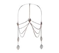 NICENEEDED Chaîne pour le Visage à Pompons, Bijoux de Visage de Masque de Mascarade en Métal, Décoration de Visage de Casque de Chaîne de Tête de Clapet Vintage