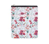 NICENEEDED Couverture de Livre Imprimée de Fleurs, Pochette de Livre Imperméable, Protège-Livre avec Fermeture Éclair, Pochette de Livre en Tissu Lavable Multifonctionnelle