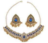 NICENEEDED Ensemble de Bijoux Indiens et Bohèmes Collier Ras du Cou Indien et Boucles d'oreilles Ensemble de Bijoux de Mariage Traditionnel pour Mariée