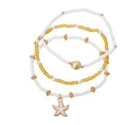 NICENEEDED Ensemble de bracelets de cheville en perles pour femme - Style bohème - Réglable - Pour la plage hawaïenne - Coquillage - Étoile de mer - Conque - Accessoires d'été - Cadeaux