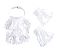 NICENEEDED Ensemble Jabot Unisexe Colonial en Dentelle Col et Poignets Col à Collerette Amovible Victorien Costume de Pirate Teampunk pour Soirée de Cosplay Coloniale