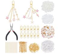 NICENEEDED Kit de Fabrication de Porte Clés Coquillage (776 pièce) Porte Clés Océan DIY Étoile de Mer Perle Hippocampe Lettre Prénom avec Outils et Accessoires pour Sac à Dos et Sac à Main
