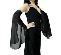 NICENEEDED Manches Longues en Tulle pour Femme Gants de Spectacle de Scène Gants Gothiques Amovibles en Mousseline de Soie et Tulle avec Manches pour Bras Gants D'Opéra Noirs