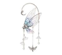 NICENEEDED Manchette d'oreille Fée Elfe Clips d'oreilles Elfiques à Pompon en Forme D'Aile de Papillon Oreilles de Sirène Clips d'oreilles Pendantes de Princesse