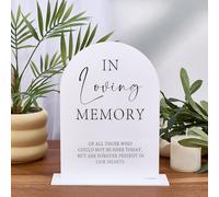 NICENEEDED Panneau de Mariage en Acrylique in Loving Memory » Arche de Mariage avec Lettrage Blanc Essentiels Décoration Panneau de Table Souvenir avec Support pour Anniversaire de Mariage