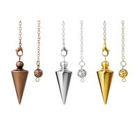 NICENEEDED Pendentif Divinatoire 3 pièce Pendule de Radiesthésie en Cuivre Cône Long Pointe Spirituelle Pendentif D'Équilibrage de Yoga en Chaîne avec Pendule Reiki Métaphysique
