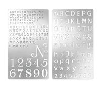 NICENEEDED Pochoirs de Gravure en Métal 2PCS Modèles et Pochoirs de Polices de Caractères pour la Gravure de Chiffres et de Lettres Minuscules Dessin à Faire Soi Même de Lettrage en Verre Pyrogravé