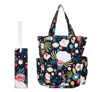 NICENEEDED Sac de Couverture Biblique avec Poches pour Bouteille D'Eau Sacs à Suspendre Imperméables pour Bible à Fleurs Porte Bible Multipoches avec Poignée de Transport