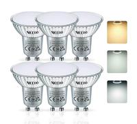 NICEOO 6W Ampoules LED GU10 Équivalent à 70W Incandescence, 3 Modes Température Couleur Blanc Chaud/Neutre/Froid, 640 Lumen Réflecteur PAR16 Non Dimmable, AC 230V, 120° Larges Faisceaux, Lot de 6