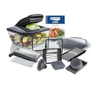 Nicer Dicer Chef - Lot de 15 coupe-légumes - Trancheuse à oignon, salade, coupe-frites, coupe-légumes ondulé, multihachoir pour fruits, légumes, ustensiles de cuisine avec recette