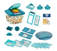 Nicer Dicer Chef - Trancheuse à légumes professionnelle - 23 pièces - Avec grand récipient de collecte de 5,2 L - Couvercle frais - Inserts en spirale - Coupe-tomates - Coupe à salade - Avec livre de