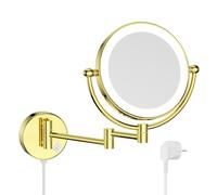 Nicesail Miroir Grossissant Lumineux Mural x7 Miroir Extensible Salle de Bain Doré Double Face,Diamètre 20 cm