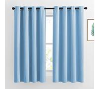 NICETOWN 1 Paire de Rideaux occultants à œillets Solides (132 cm de Largeur), Tissu, Bleu, 52W x 63L