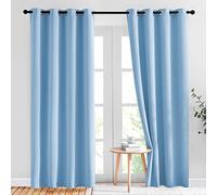 NICETOWN 1 Paire de Rideaux occultants à œillets Solides (132 cm de Largeur), Tissu, Bleu, 52W x 84L
