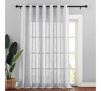 NICETOWN 1 Rideau Semi-Transparent pour Porte française, Voilage Extra Large à œillets pour Salon/Porte coulissante en Verre, Gris argenté, 254 x 241,3 cm (l x L)