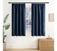 NICETOWN Décoration de Petite Fenêtre, Rideau Occultant Court Opaque Galon Fronceur pour Chambre Cuisine Salon, Largeur 140 sur Hauteur 137cm, Bleu, 2 Pièces