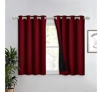 NICETOWN Kitchen Full Blackout Curtain Panel, Super Thick and Soft Insulated Window Cover, 100% Blackout Drapery with Black Backing for Cafe Window (Burgundy Red, 1 PC, 52 by 45-inch)