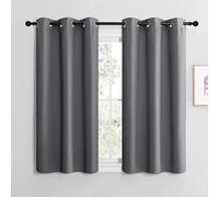 NICETOWN Rideauxs Occultant Court Thermique Petit Panneaux Draperies à Oeillets Lumineux Bloquer Decoration pour Cuisine Chambre, Largeur 107 x Hauteur 137 cm, Gris Foncé, 2 Pièces