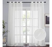 NICETOWN Lot de 2 Rideaux de fenêtre Transparents écrasés de 241,3 cm de Long pour Salon - Équilibre la lumière et l'intimité pour Grande fenêtre (264,2 cm de Large au Total, Ivoire)