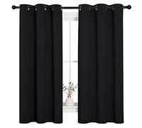 NICETOWN Lot de 2 rideaux occultants à isolation thermique avec œillets pour fenêtre de chambre à coucher (106,7 cm de large x 160 cm de long, noir)
