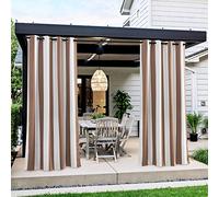 NICETOWN Lot de 2 rideaux occultants à rayures - Œillets en acier inoxydable - Marron clair et blanc - Isolation thermique - Rideaux occultants - Imperméables - Pour chambre d'enfant - 2 panneaux (l x