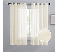 NICETOWN Lot de 2 Rideaux Transparents froissés à œillets pour Cuisine/Chambre/Salle de Bain (132,1 cm de Large par Panneau, Beige)