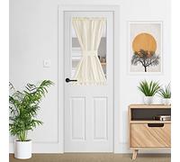 NICETOWN Rideau court en velours blanc ivoire de 101,6 cm - Rideau de porte française élégant pour fenêtre de cuisine, panneau de rideau de luxe pour chambre d'enfant, décoration de chambre à coucher, 66 x 101,6 cm, 1 panneau