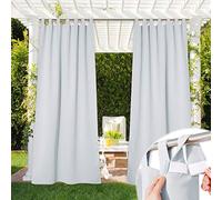 NICETOWN Rideau d’extérieur amovible avec patte adhésive pour terrasse, imperméable et occultant, isolation thermique pour garder la vie privée et au chaud Décontracté W52 x L95 Blanc gris.