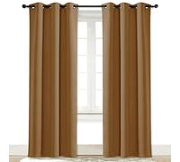 NICETOWN Rideau de fenêtre occultant en Microfibre à 3 Couches avec réduction du Bruit et Isolation Thermique avec œillets (Panneau Simple, 106,7 x 213,4 cm, Marron doré)