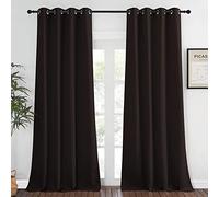 NICETOWN Rideau de fenêtre occultant épais - 132,1 x 274,3 cm (l x L), Marron, 1 Panneau - Isolation Thermique - Œillets - pour Chambre à Coucher et Salon