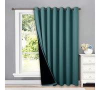 NICETOWN Rideau de Porte coulissante de terrasse 100% occultant, Large Doublure pour Garder au Chaud, Panneau de Porte coulissante en Verre pour Dormir (Sarcelle de mer, 1 Panneau, 254 cm de Large x