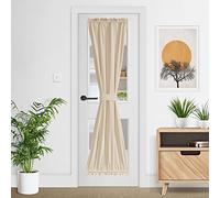 NICETOWN Rideau de porte française pour fenêtre de cuisine, rideau occultant en velours pour salon, ensemble de traitement de fenêtre à isolation thermique pour décoration de maison, bureau/salle d'étude, 66 x 182 cm, beige clair