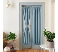 NICETOWN Rideau de Porte occultant uni pour Porte française de Style Rustique - Rideau de fenêtre à Isolation Thermique en Lin pour fenêtres, 1 Panneau, 63,5 x 183 cm (l x L), Bleu Brume