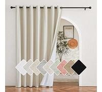 NICETOWN Rideau de terrasse en Lin Naturel 100% occultant - Isolation Thermique - 241,3 cm de Long - Burg - Traitement de fenêtre épais - pour Salon (1 Panneau, 254 cm de Large)