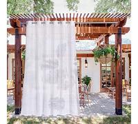 NICETOWN Rideau extérieur imperméable pour terrasse, voile transparent à texture respirante avec œillets en acier inoxydable pour porche/cour/porte coulissante en verre, 213,4 x 241,3 cm, 1 panneau,