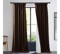 NICETOWN Rideau marron 100 % occultant pour salon - 243,8 cm de long - Passe-tringle/languette arrière et ceinture à crochet - Traitement de fenêtre antibruit pour chambre à coucher - 122,9 x 243,8 cm (l x L), 1 panneau