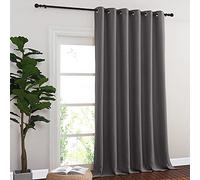 NICETOWN Rideau occultant à Isolation Thermique avec œillets pour Porte coulissante en Verre, Chambre à Coucher, pergola (Gris, 1 Panneau, 203,2 x 274,3 cm)