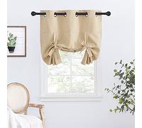 NICETOWN Rideau occultant pour sous-sol - Store romain à nouer, cantonnière de fenêtre (panneau supérieur à œillets, 86,4 cm de large x 114,3 cm de long, beige Biscotti)