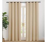 NICETOWN Rideau Thermique Occultant Anti Froid et Chaleur, Décoration Maison Panneaux Draperies à Oeillets Lumineux Bloquer, 140 cm Largeur sur 200 Hauteur, Beige Foncé, 2 PCs