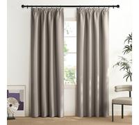 NICETOWN Rideau Thermique Occultant Anti Froid et Chaleur, Décoration Maison Panneaux Draperies Galon Fronceur Lumineux Bloquer, 140 cm Largeur sur 200 Hauteur, Beige Gris, 2 PCs