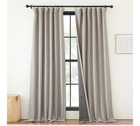 NICETOWN Rideaux 100 % occultants en faux lin pour chambre à coucher, rideaux occultants à plis pincés, rideaux thermiques insonorisants pour salon, angora, 127 x 274 cm, 1 panneau