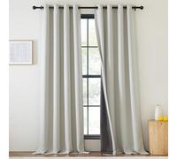 NICETOWN Rideaux à œillets 100 % occultants en faux lin à 2 couches pour chambre à coucher, rideaux thermiques avec réduction de la voix pour salon, naturel, 127 x 213,4 cm, 1 panneau